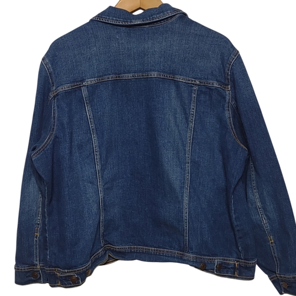 Blue Jean Jacket Size XXL Medium Wash Stretch Denim Trucker Jacket - Picture 6 of 7